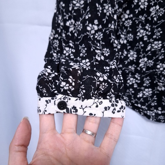 Madewell Print-Mix Meadow Shirt XXS Black Floral Button Front Blouse Cottagecore - Picture 7 of 10